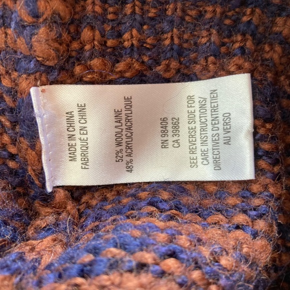 Theory Aegea B Athos Sweater Wool Blend Striped Rust & Navy Women's Size S/P - Picture 5 of 6